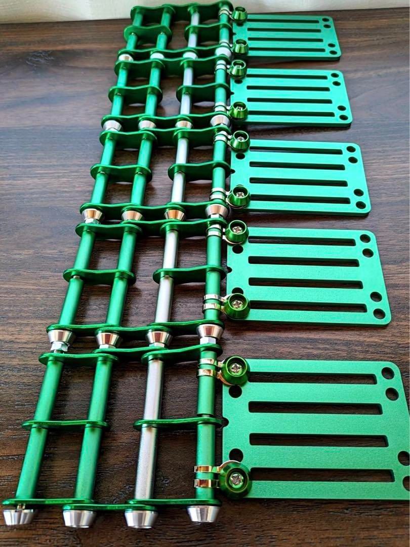 5組セット ニックス風ベルトループ 腰道具 カスタム 4連チェーン  グリーン オリジナルベルトループ付き4連チェーン グリーン×シルバー