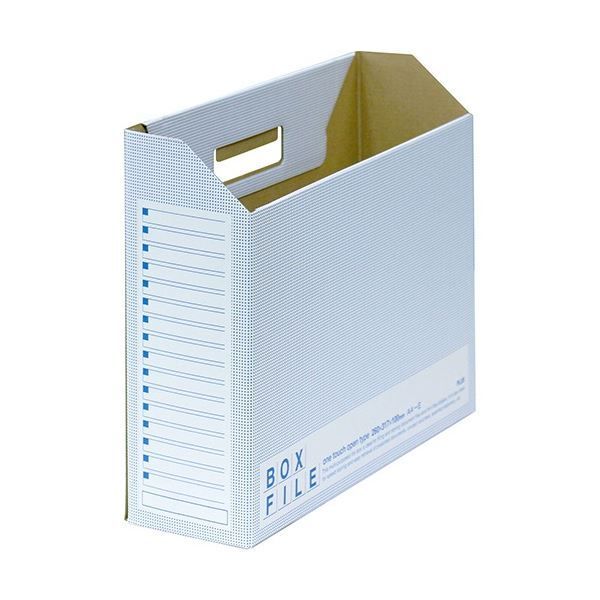 プラス ボックスファイル エコノミータイプ A4ヨコ 背幅100mm ブルー FL-099BF 1セット 50冊 10冊×5パック