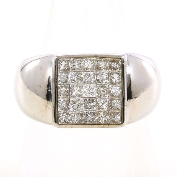 K18WG リング ring 指輪 12.5号 ダイヤ 1.00 カード鑑別書 総重量約10.7g