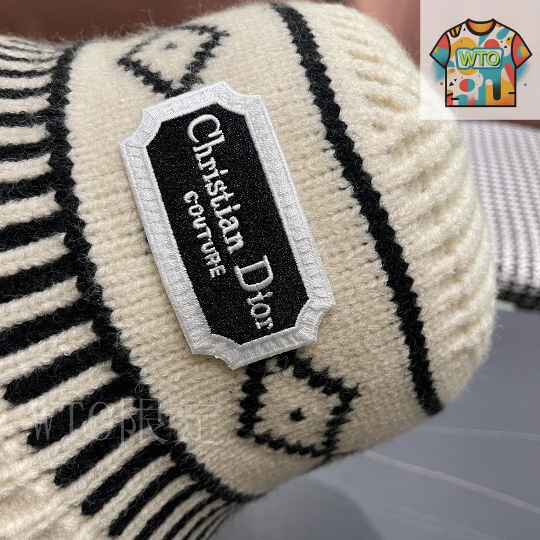 DIOR ニット帽 今日WTO】Dior 2025 秋冬 ダイヤ柄ニット帽-1-4-TC47 - メルカリ