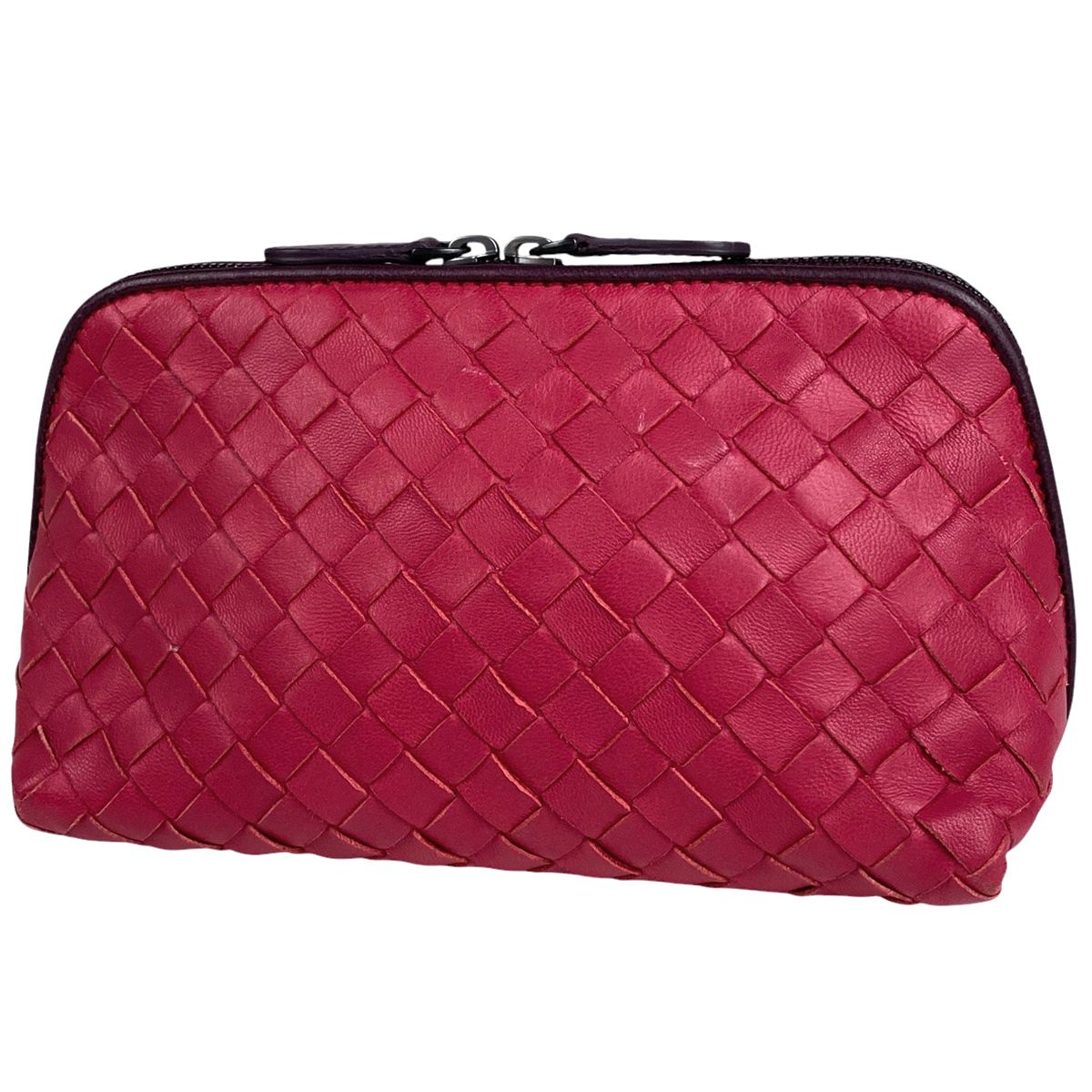 ボッテガヴェネタ BOTTEGAVENETA イントレチャート ポーチ 編み込み メイク コスメ 化粧ポーチ レザー ピンク 132534 レディース
