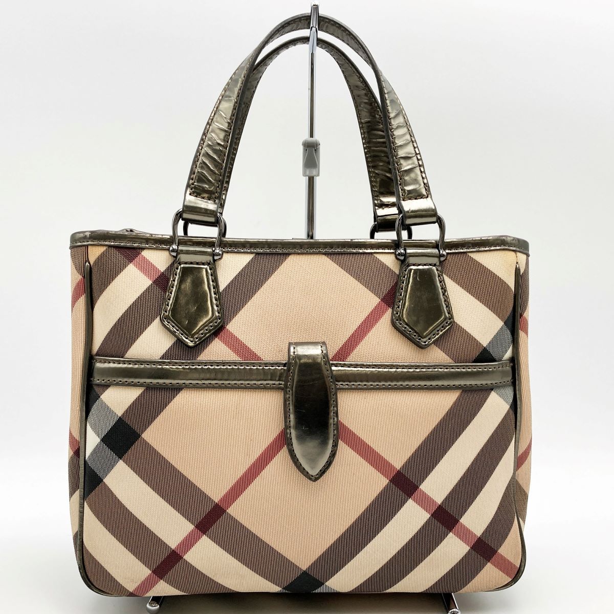 美品 BURBERRY バーバリー トートバッグ ハンドバッグ チェック柄 