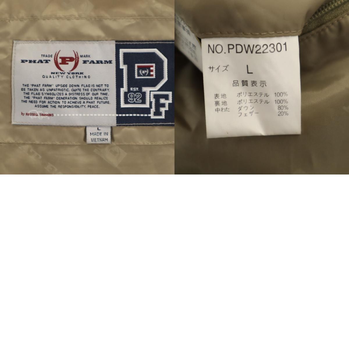 PHAT ファットファーム ダウンジャケット L グレージュ PHAT FARM メンズ FARM ダウンジャケット ブラック 90\\u0027sPHAT FARM ダウン