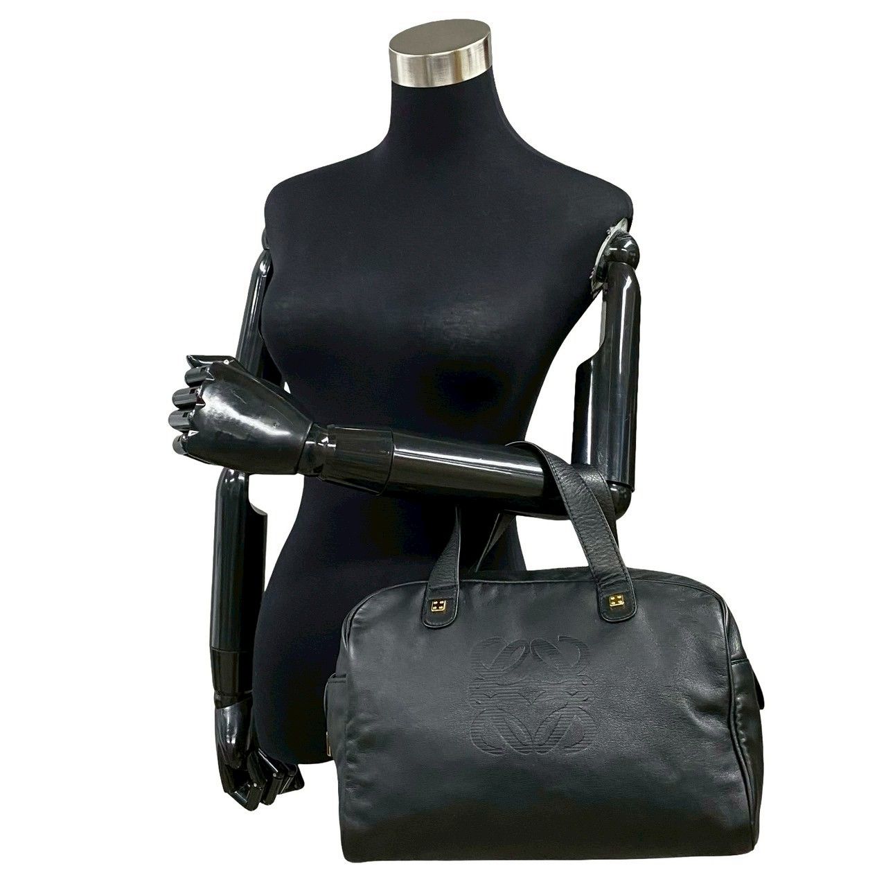 ⭐*️様 a*n様 LOEWE ロエベ アナグラム アマソナ 28 レザー ミニ Amazona（LOEWE） ロエベ アマソナ28 ハンドバッグ 黒 ブラック 352.79