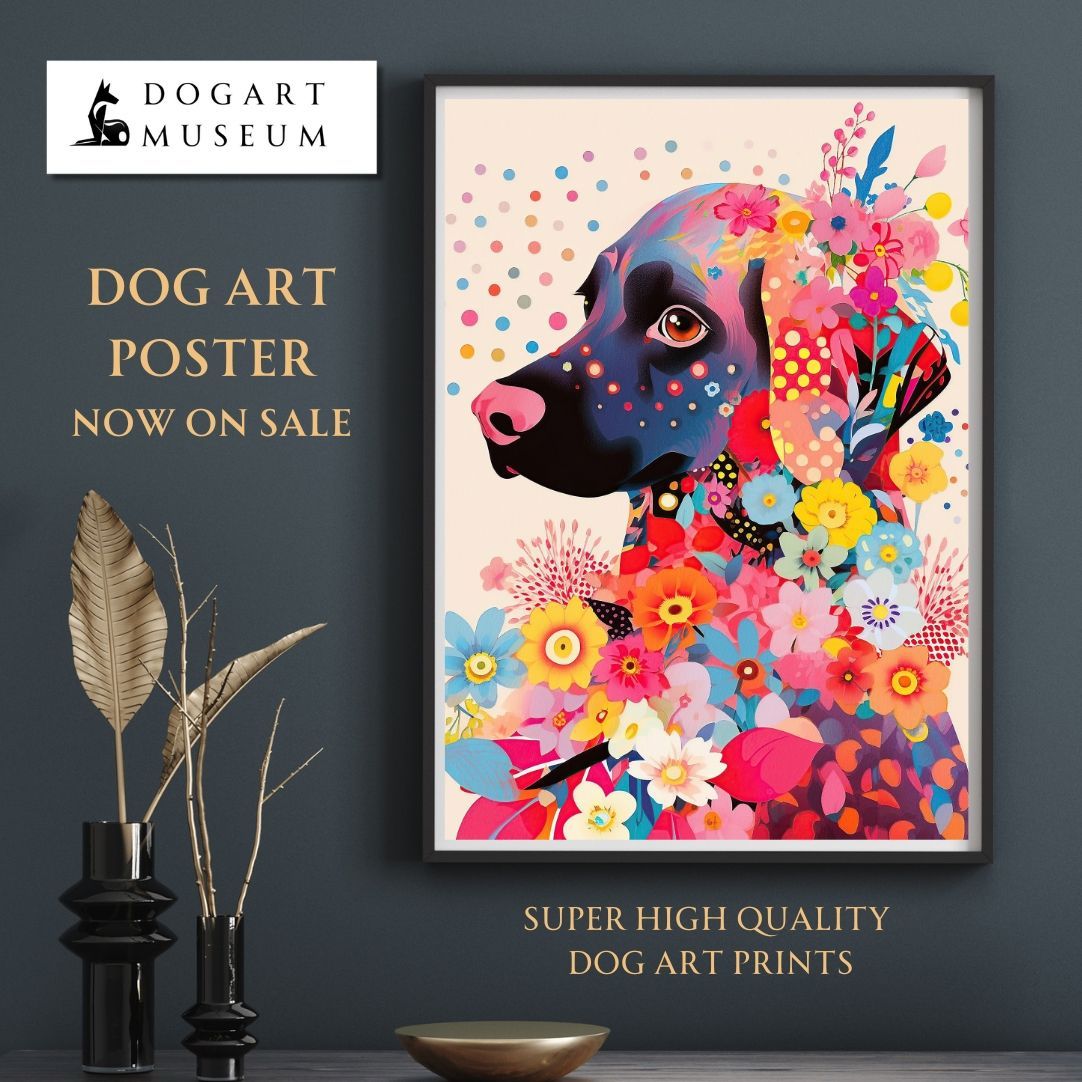 花とラブラドールレトリバー犬の夢の世界 No.2】ジークレー版画＊名入れ