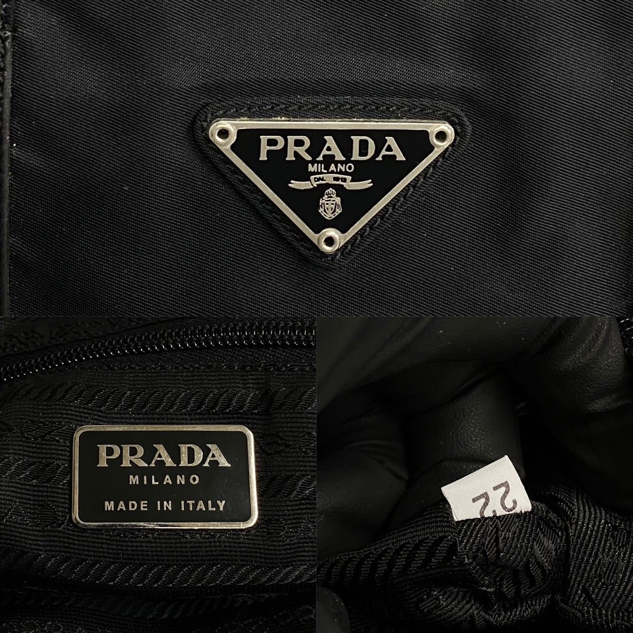 極 美品 希少品 PRADA プラダ 三角ロゴ 金具 ナイロン レザー 本革 