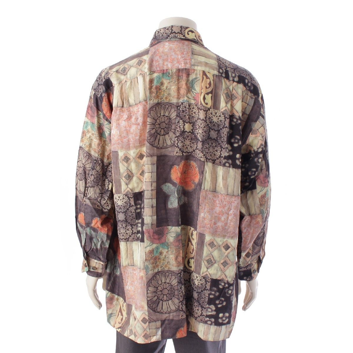 イッセイミヤケ メン レーヨン 総柄 パッチワークプリント プリーツ