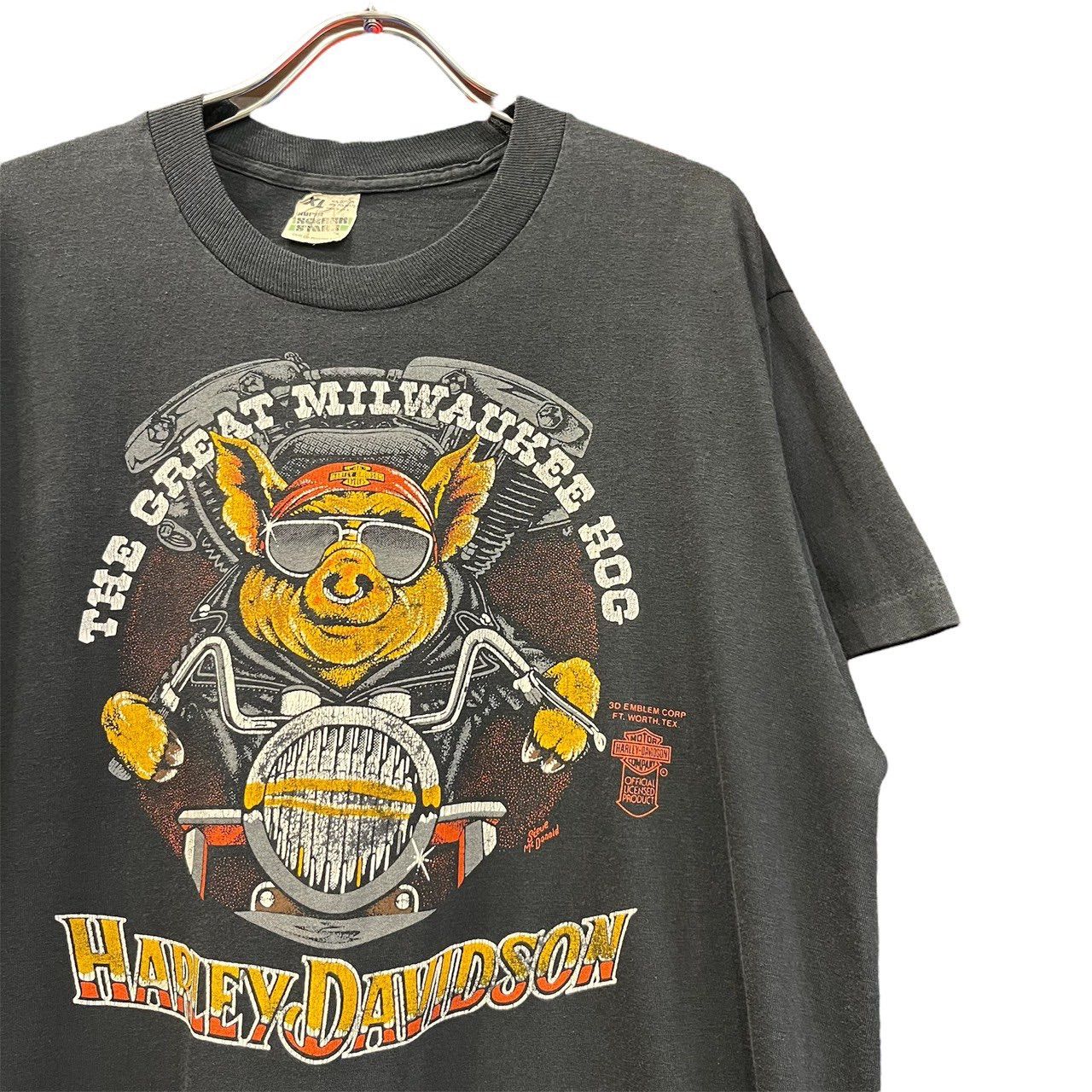 【期間限定特価】 ハーレーダビッドソン ビンテージ 80s ブタ T 両面プリント トップス