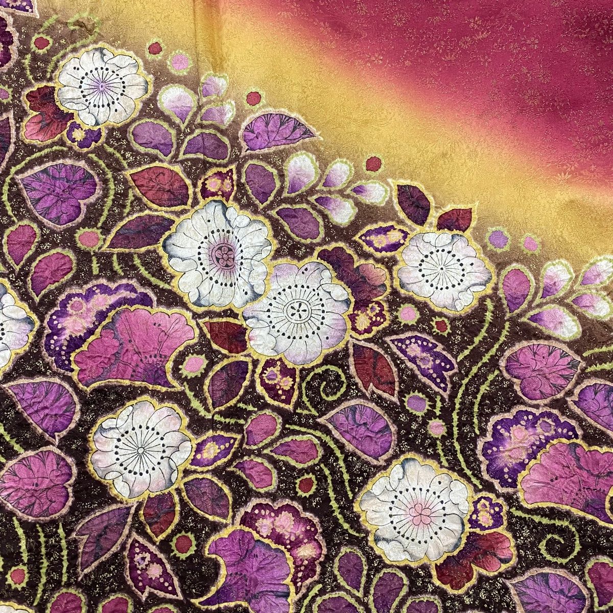 在庫一掃】 振袖 身丈169cm 裄丈66cm M 袷 翠山工房 落款 辻が花 金