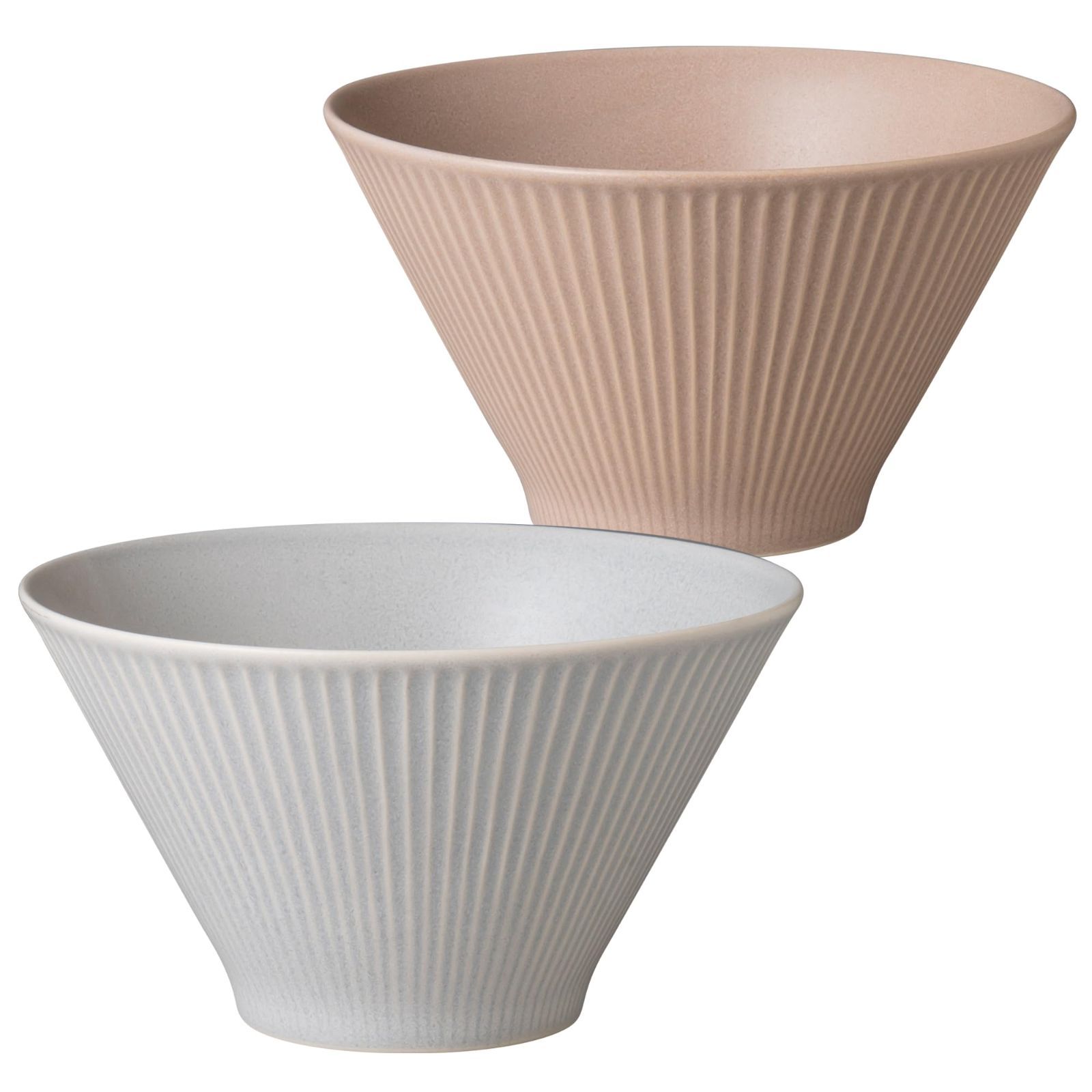 小倉陶器 ヴェセル 麺鉢 ラーメン鉢 丼 どんぶり 軽量 17cm 電子レンジ 食洗機対応 美濃焼 日本製 2個セット グレー+サーモンピンク