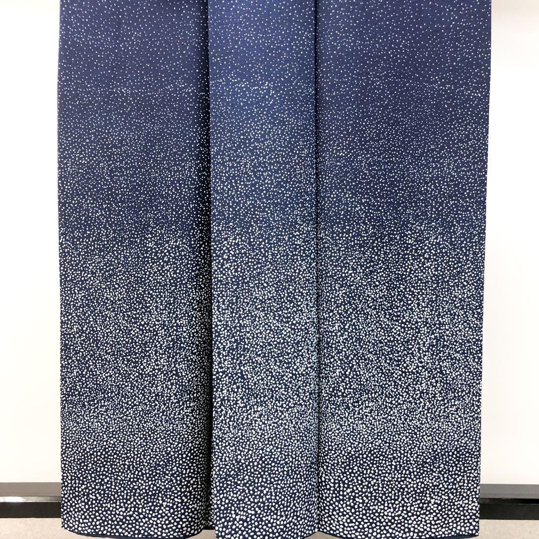 ☆ 付下げ 藍染 叩き染 藍色 縮緬 K-4527 付下げ 藍染 叩き染 藍色 縮緬 K-4527