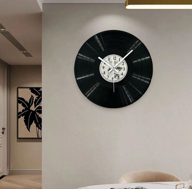 レトロ調 壁時計カフェバー装飾テーブル上 レコード型クリエイティブ掛け時計のビニールレコード静音時計サイドボード装飾品芸術的デスク