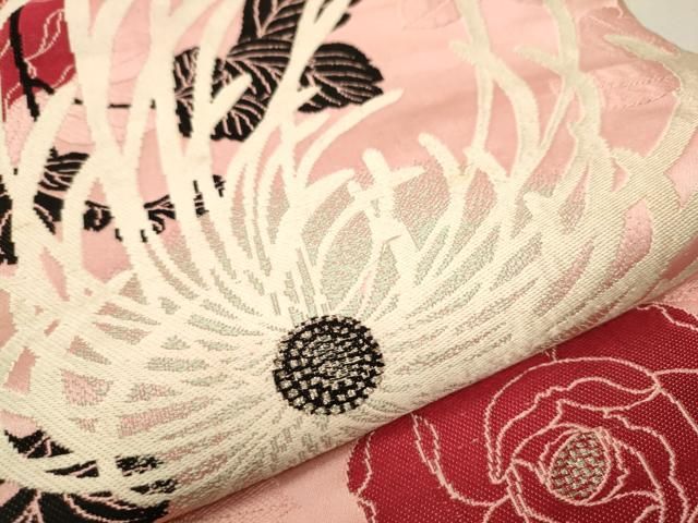 平和屋着物○アンティーク 大正ロマン 丸帯 乱菊 薔薇 銀糸 正絹 逸品