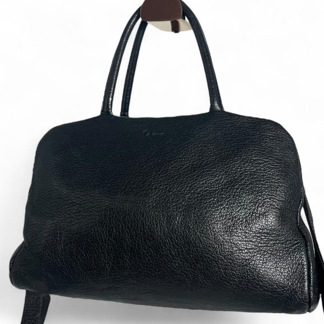 美品❀モノノグ　ガマ口　レザー　2way 黒 レザーショルダーハンドバッグ 美品 mononogu モノノグ 2way ショルダーバッグ ミニボストン がま口