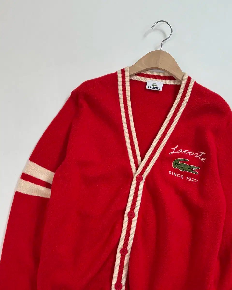 LACOSTE ラコステ レッド COLOR Vネック カーディガン