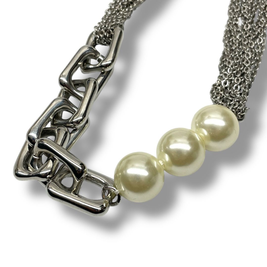 き LOHME ローム Pearl Mix Chain Necklace パール ミックス チェーン ネックレス 銀色 シルバー レディース 通年 ゴーゴー古着久喜倉庫店 No.1196 SIROKUMA-CORPORATION_COM