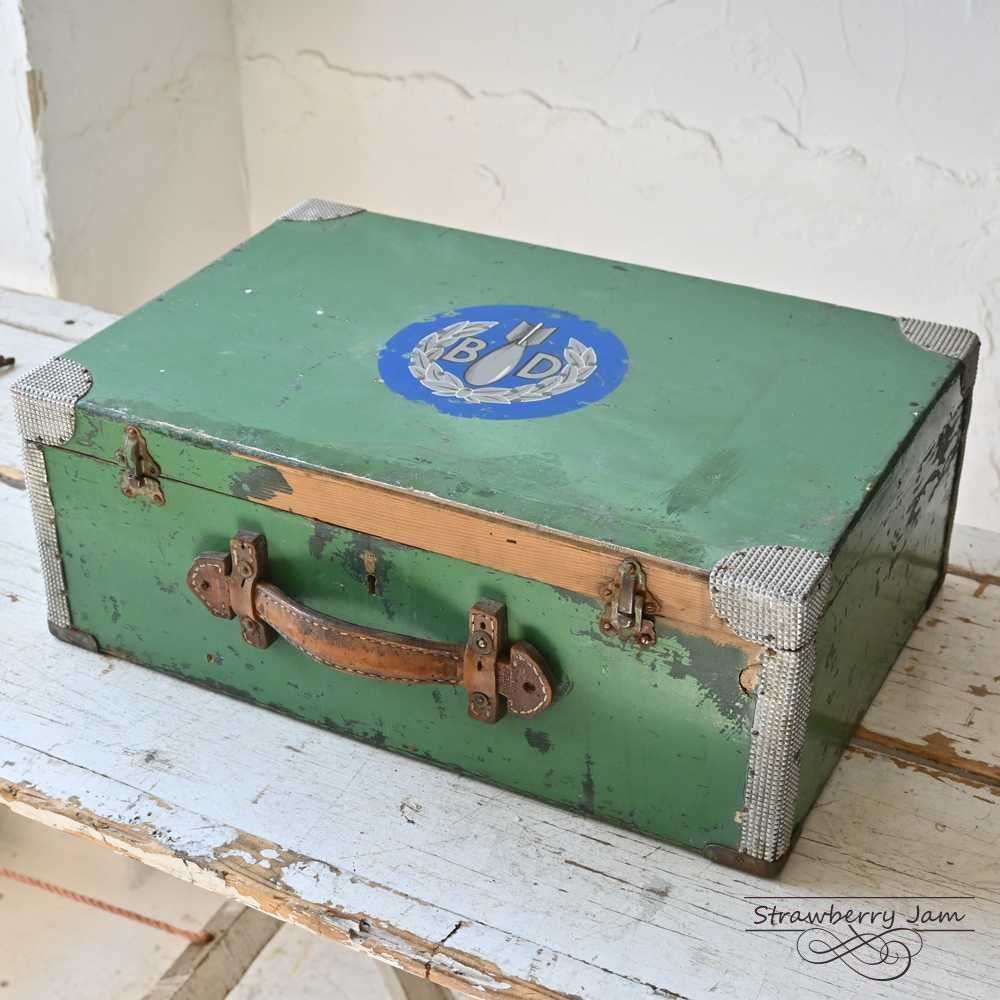 L3612-33 英国アンティーク トランク レザー 収納 かばん イギリス軍