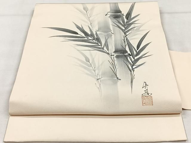 平和屋着物＊夏物 九寸名古屋帯 手描き 鳥獣戯画 麻 逸品 DAAX8677cm