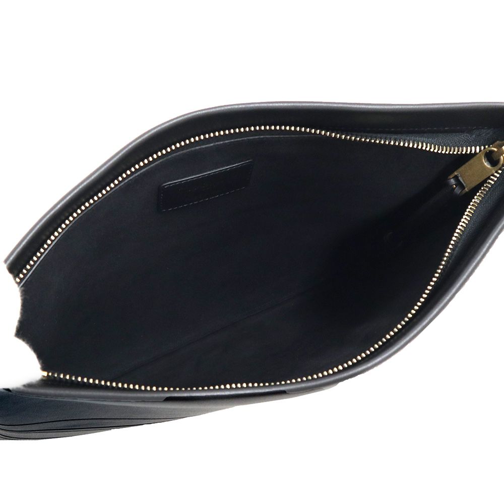 クリスチャンディオール ストライプ ポーチ クラッチ セカンドバッグ カーフスキン レザー ノワール ブラック 黒 S5543CGSB Christian Dior（新品・未使用品）