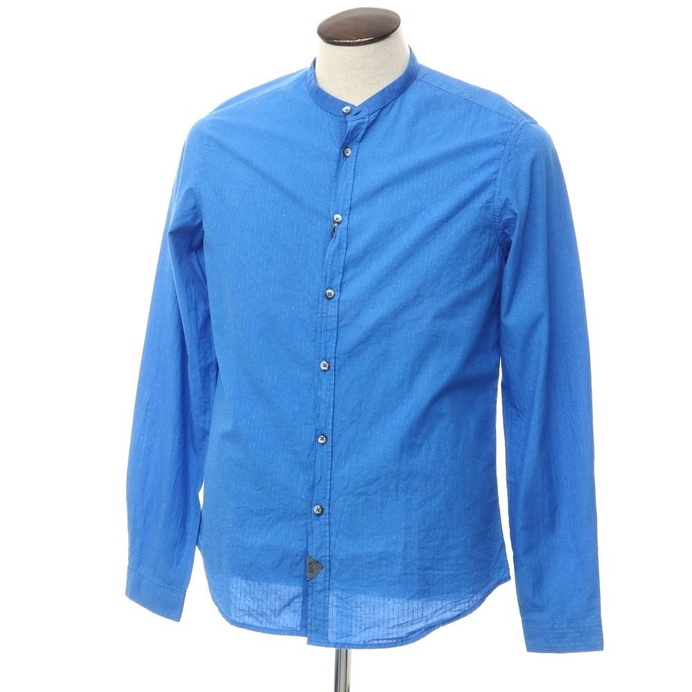 【新品】クーン KOON コットン バンドカラー カジュアルシャツ ブルー【サイズＬ】【メンズ】