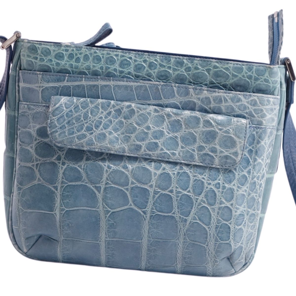 美品 クロコダイル CROCODILE バッグ ショルダーバッグ マットクロコ  