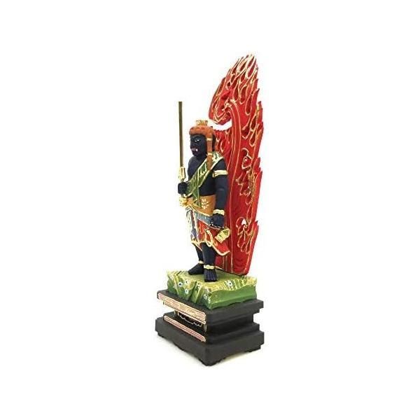 不動明王 不動明王像 栗田包教 木彫 彫刻 サイズ45×21cm 栗田仏像ブランド 明王 不動明王立像4.0寸（総高25.5cm、幅9.5cm