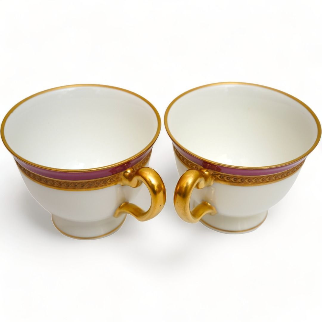 希少】大倉陶園 色蒔エンボス デミタスカップ&ソーサー マロン 2客  