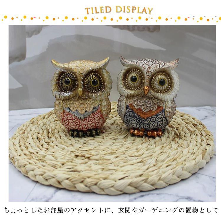 フクロウ 置物 レッド 縁起物 新品 ギフト 梟 オブジェ ふくろう