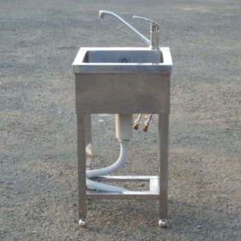 業務用 ステンレス 1槽 シンク W450 D450 H800ｍm 厨房 槽内寸W37D33深22cm 前面さび W45cm