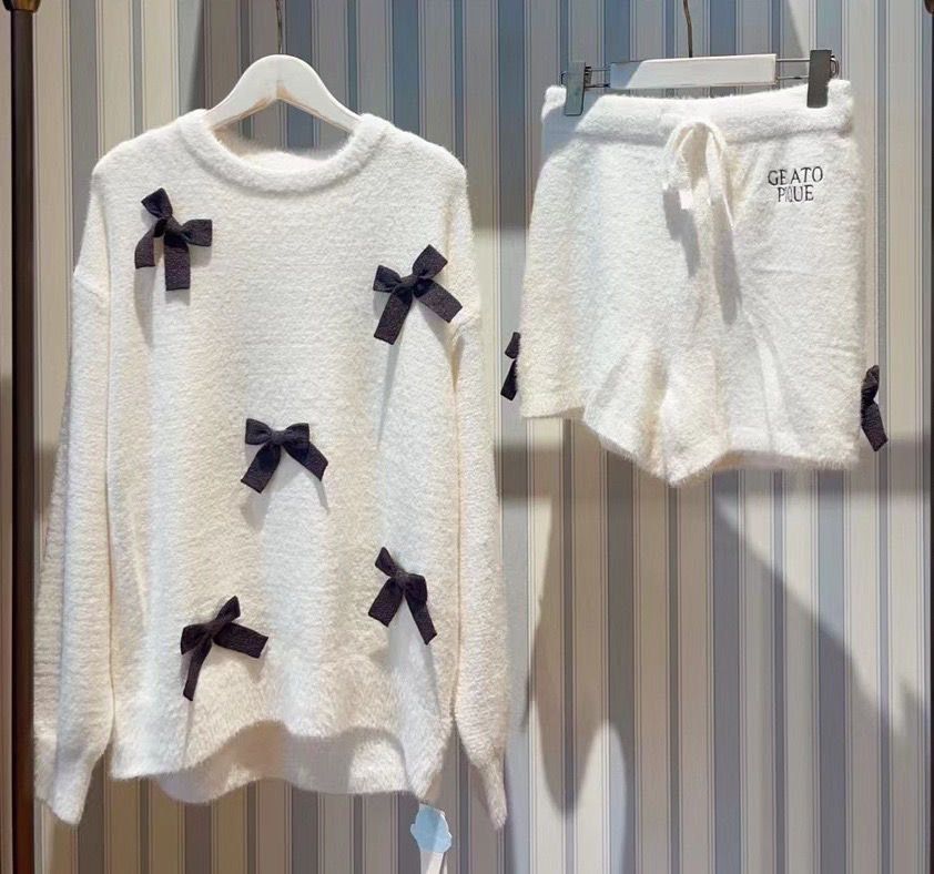 GELATO PIQUE ホワイトリボンルームウェア上下セット