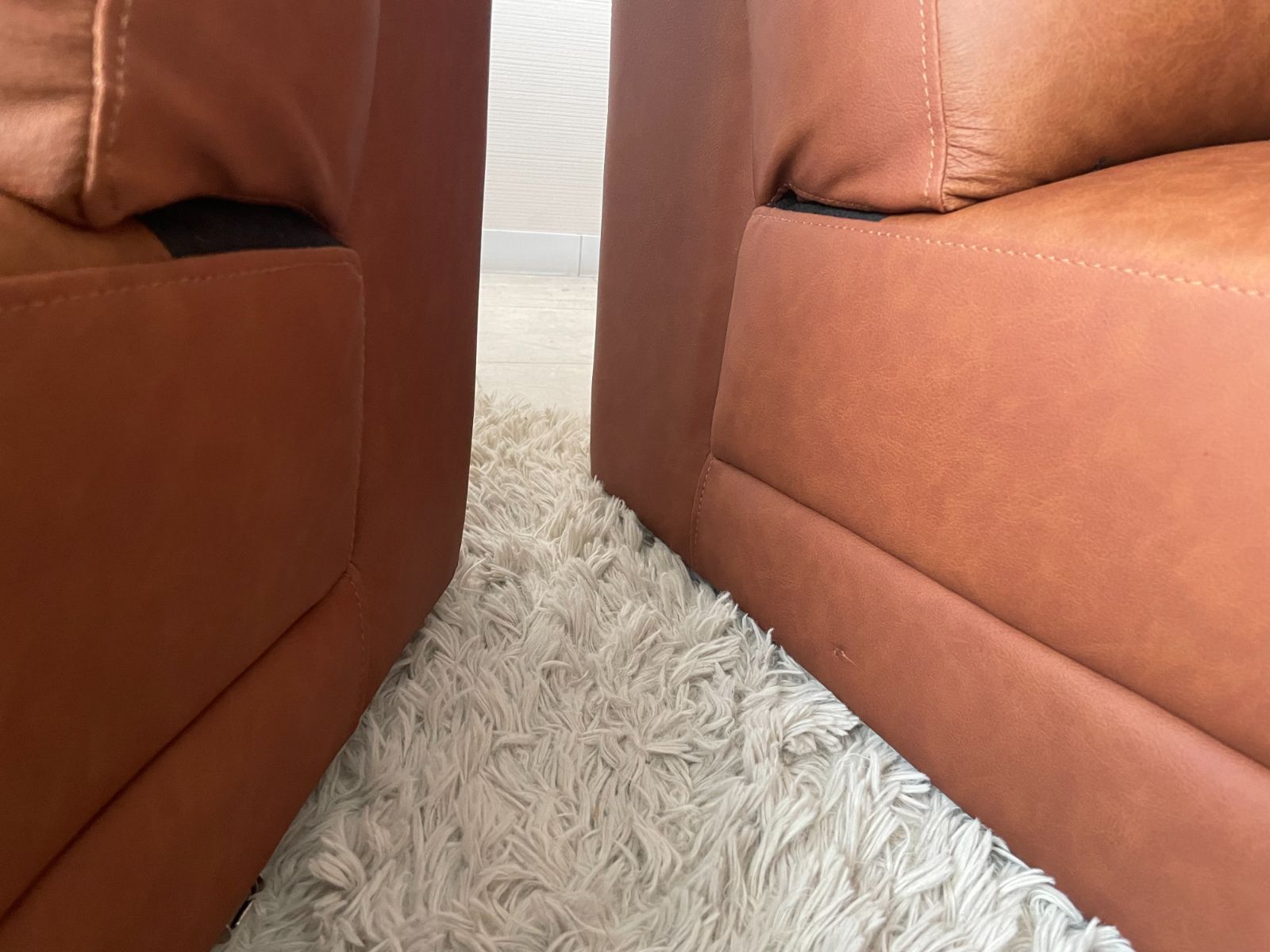 げ SHUNOVO 開梱設置付き カウチソファ 本革 幅240cm 座って左カウチ ビンテージブラウン 連結所キズあり