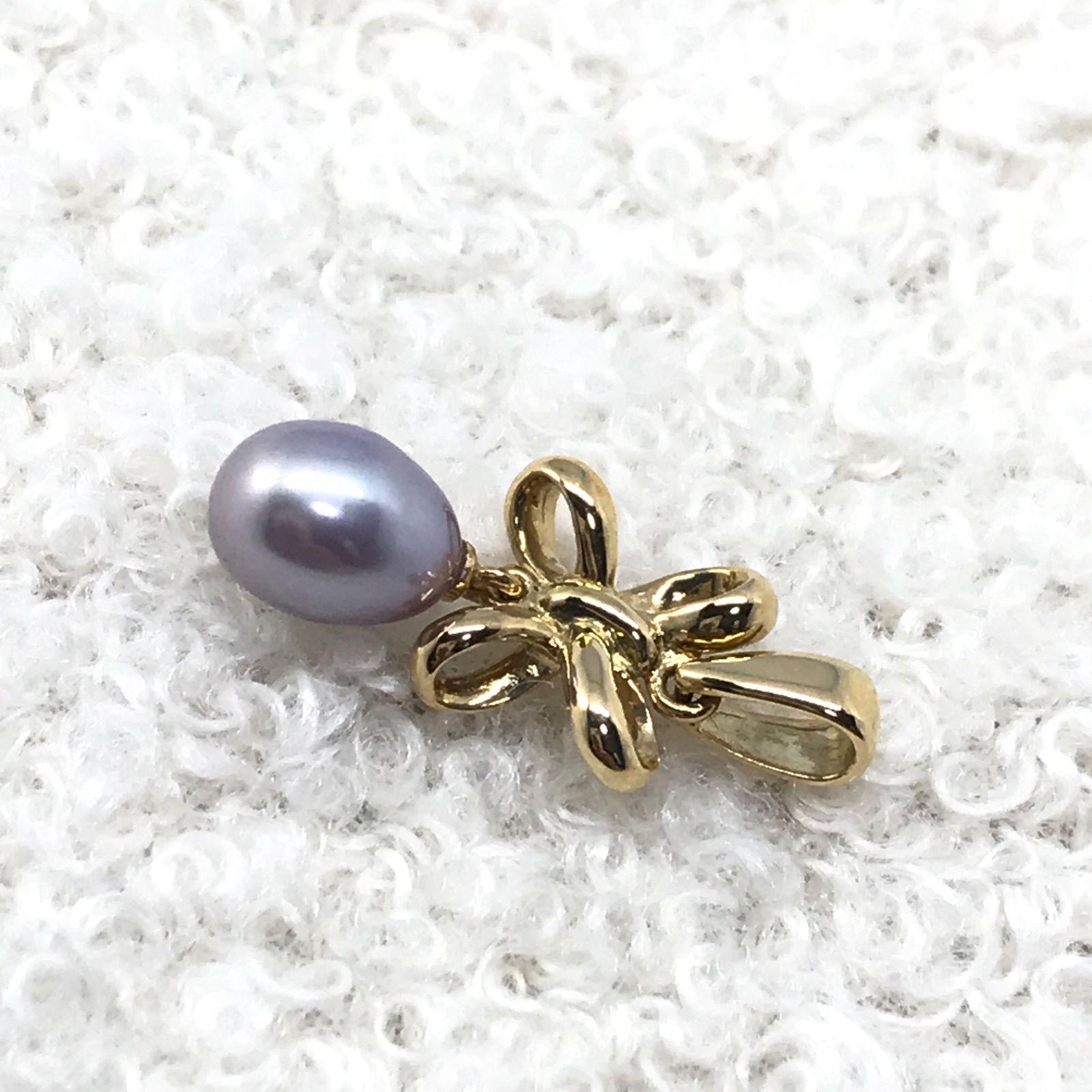 田崎真珠 TASAKI タサキ パール リボン ブローチ TASAKI - TASAKI タサキ ブローチ パール 真珠 5.0-7.5mm リボン