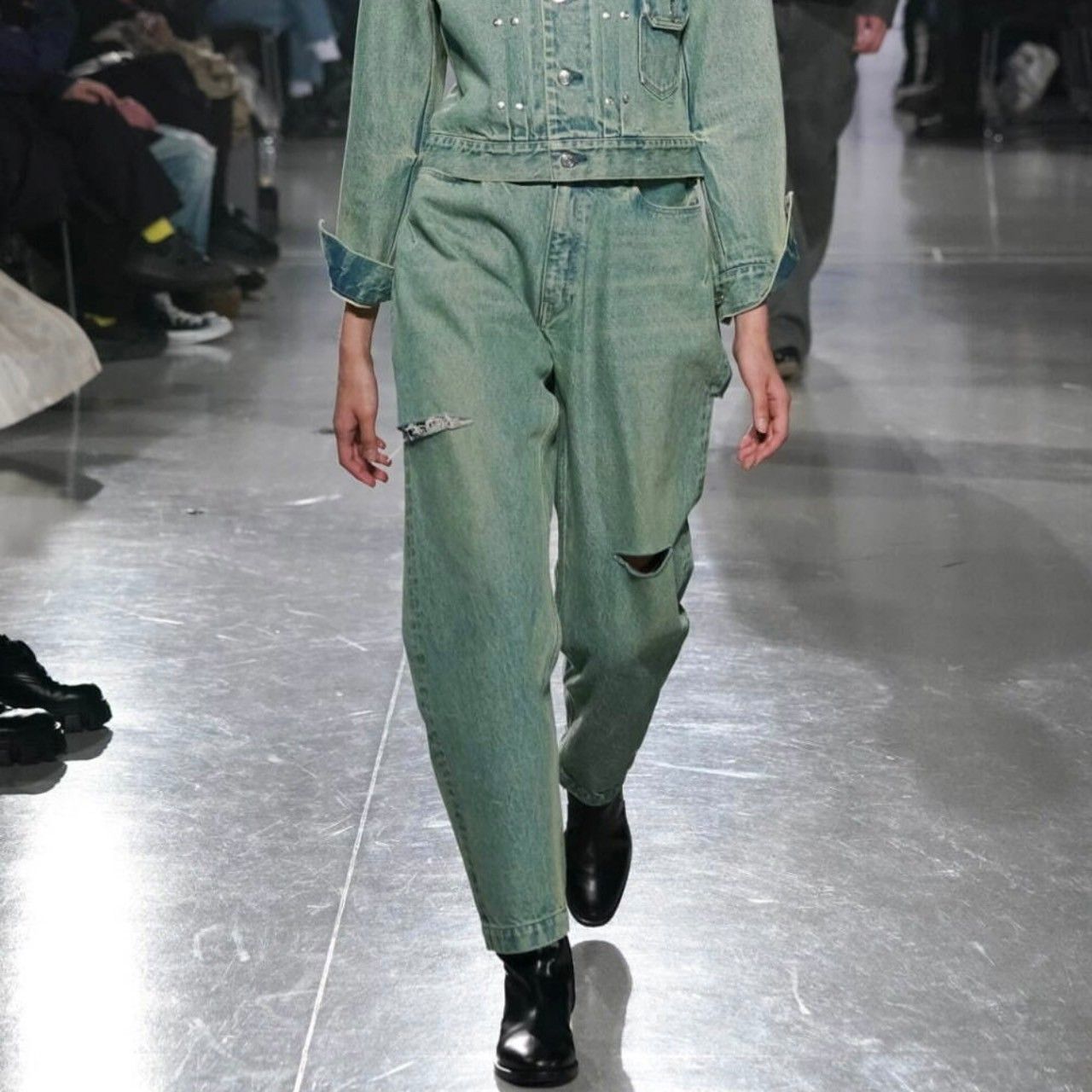 TANAKA タナカ THE SKATE JEAN TROUSERS クラッシュ加工ワイド
