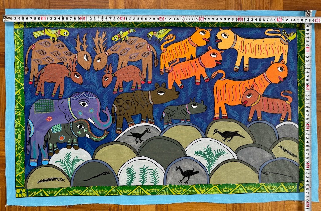 ミティラー マドゥバニ インド ネパール 象 花 鳥 サイ ミティラー画