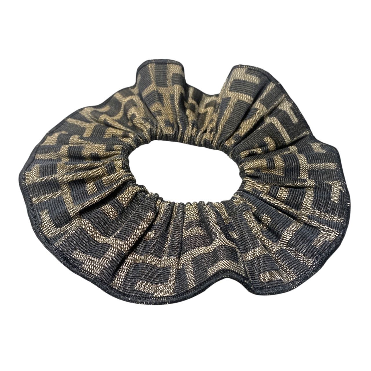 EM0918 FENDI フェンディ レディース シュシュ ゴム ズッカ柄 ブラウン
