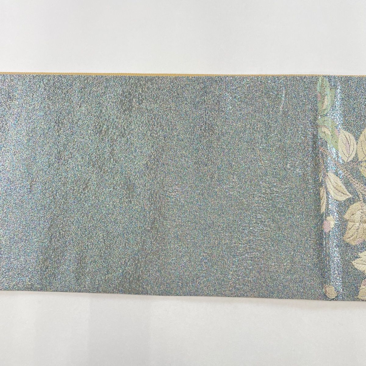 袋帯　六通　正絹　薄青色　くすみグリーン　花　蔓　全長435幅30.5 楽天市場】袋帯 単品 正絹 六通柄 未使用 仕立て付き フォーマル