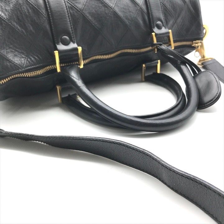 良品 CHANEL シャネル ビコローレ マトラッセ ラムスキン ヴィンテージ 2WAY ボストン ハンド ショルダー バッグ ブラック a3440