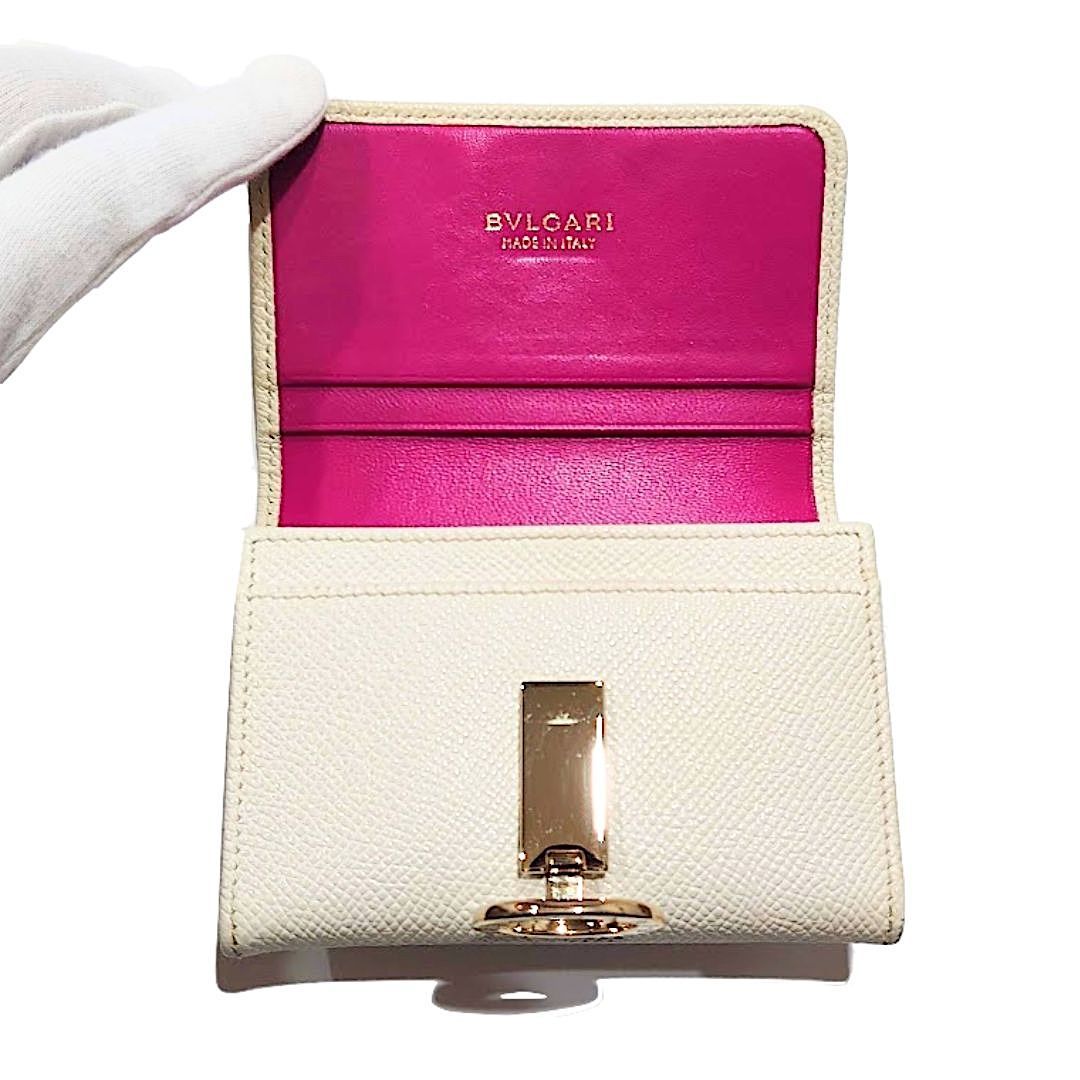 ブルガリBVLGARI 名刺入れピンクレザーカードケース正規品！美品！