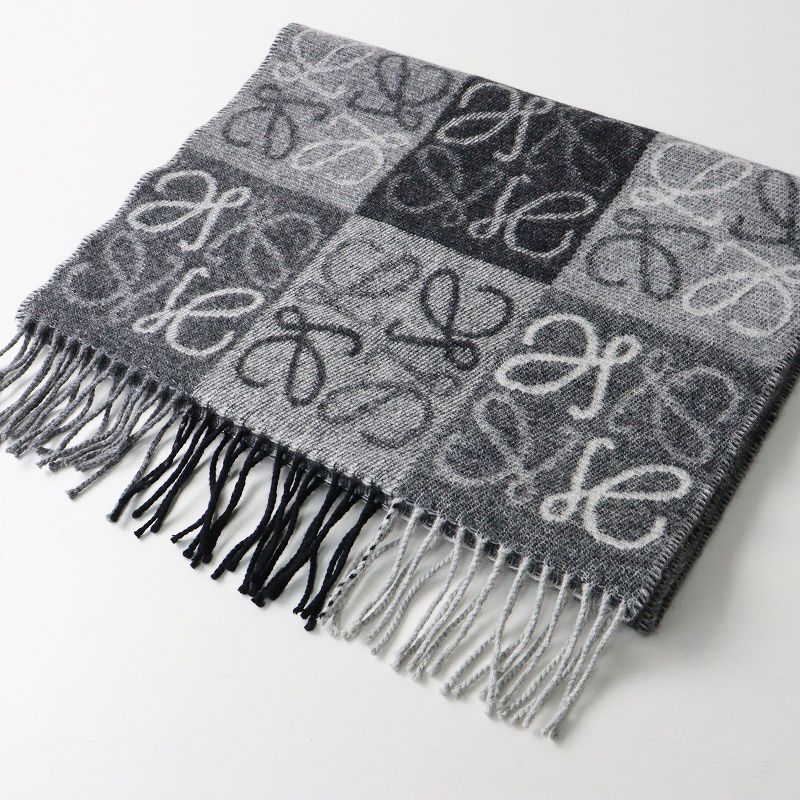 ✨極美品✨LOEWE ロエベ アナグラム マフラー ウール＆カシミヤ 美品 ロエベ LOEWE Cashmere Wool Anagram Scarf アナグラム切替