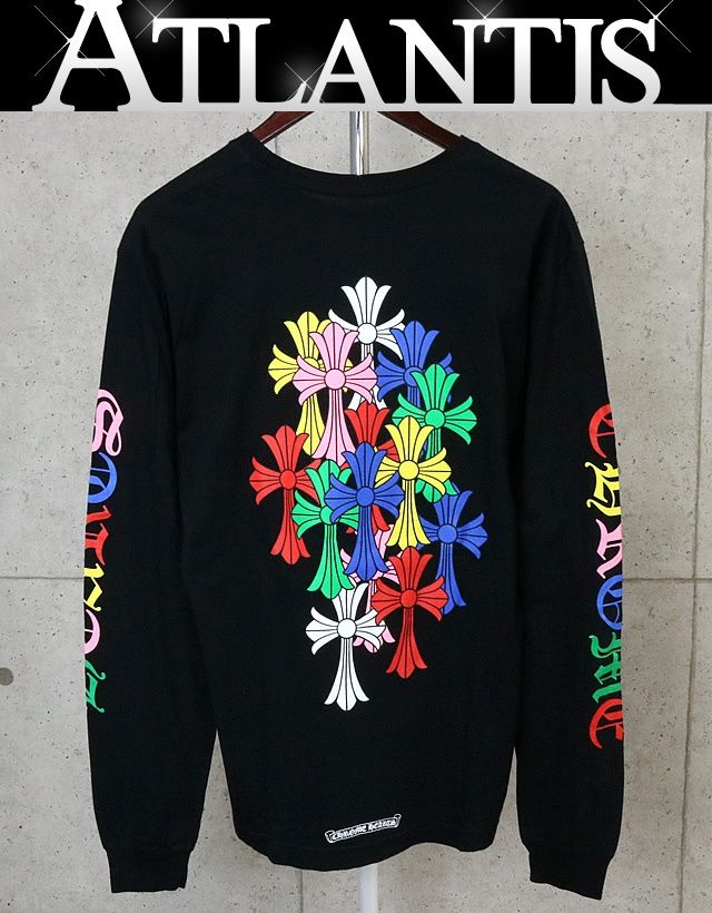 CHROME HEARTS 銀座店 クロムハーツ マルチカラー セメタリークロス プリント ロンT 長袖 メンズ size:L 黒/マルチカラー 96603