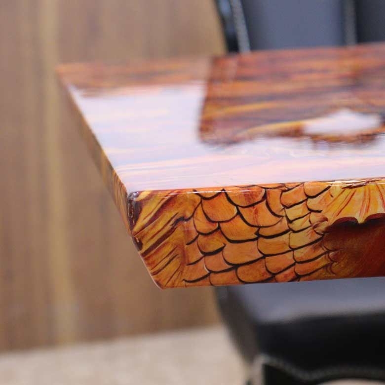 大理石 ダイニングセット 5点セット 180cm 本革 オレンジ 4人用 龍と鯉 大理石 ダイニングセット 5点セット 180cm 本革 オレンジ 4人用 龍と鯉