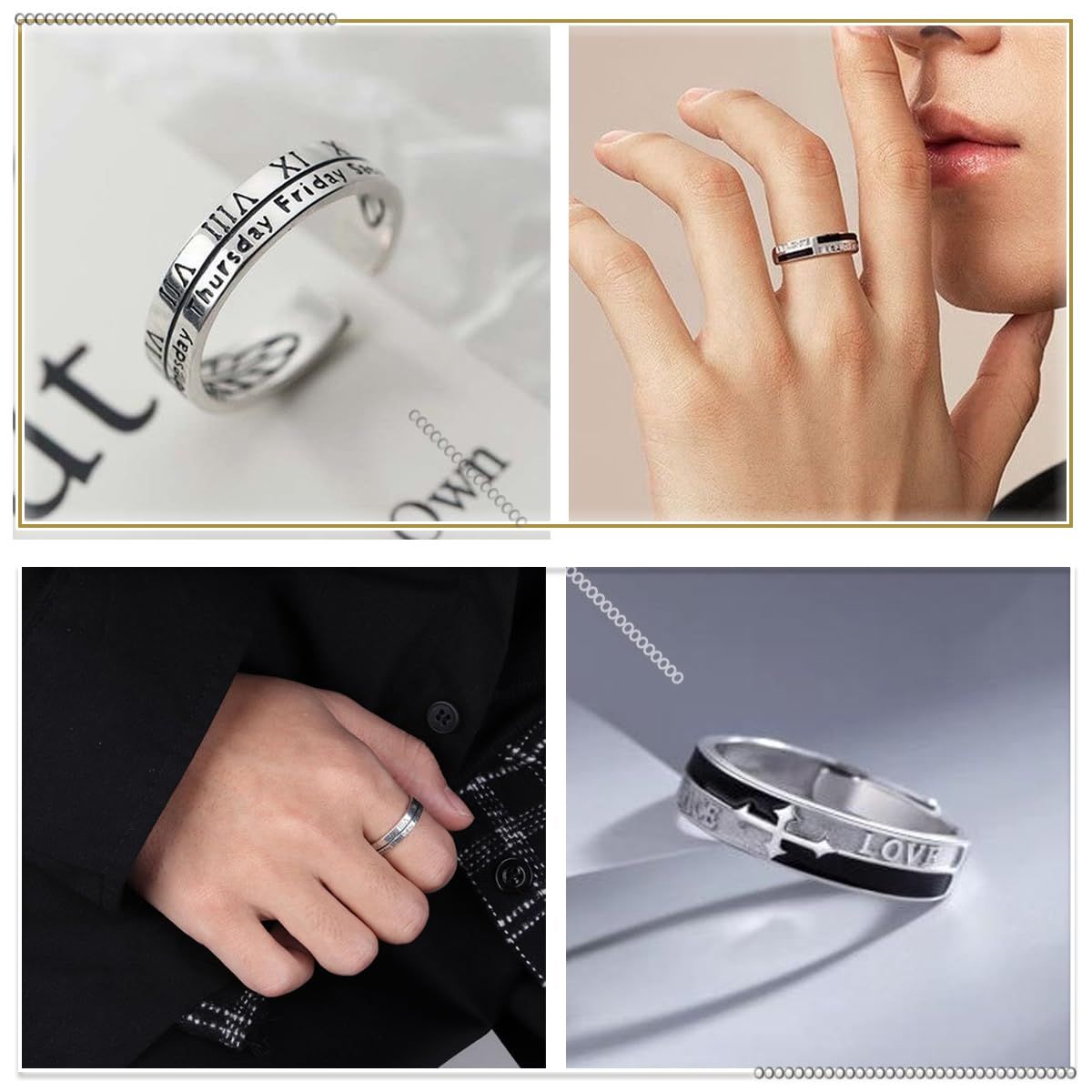 6点セット 指輪 [Vigetto] メンズ リング アクセサリー 金属銀メッキ