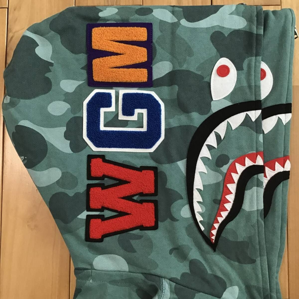 Color camo green ダブル シャーク パーカー Mサイズ Double