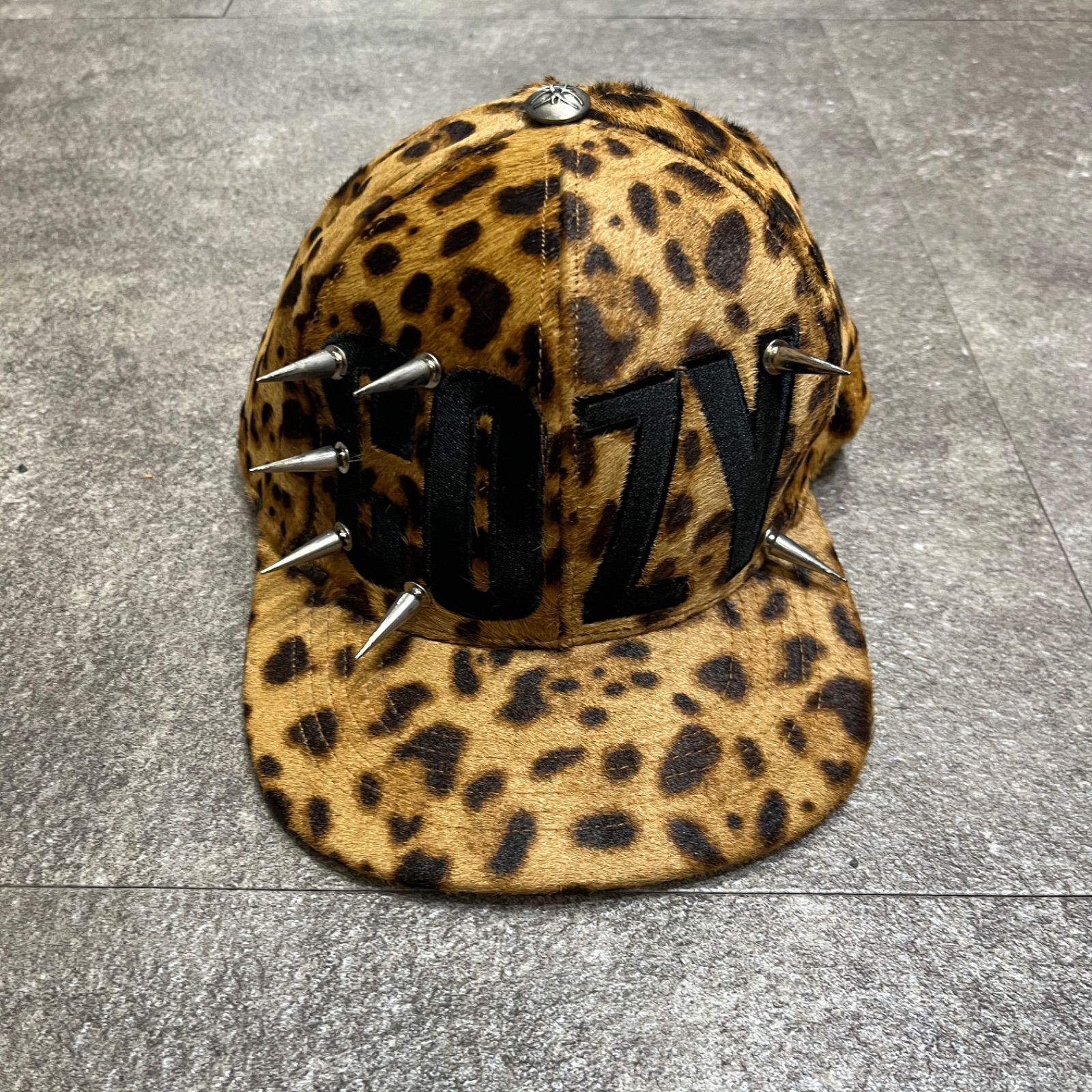 COZY WORLDWIDE ハラコ レオパード スタッズ トゲ キャップ 帽子