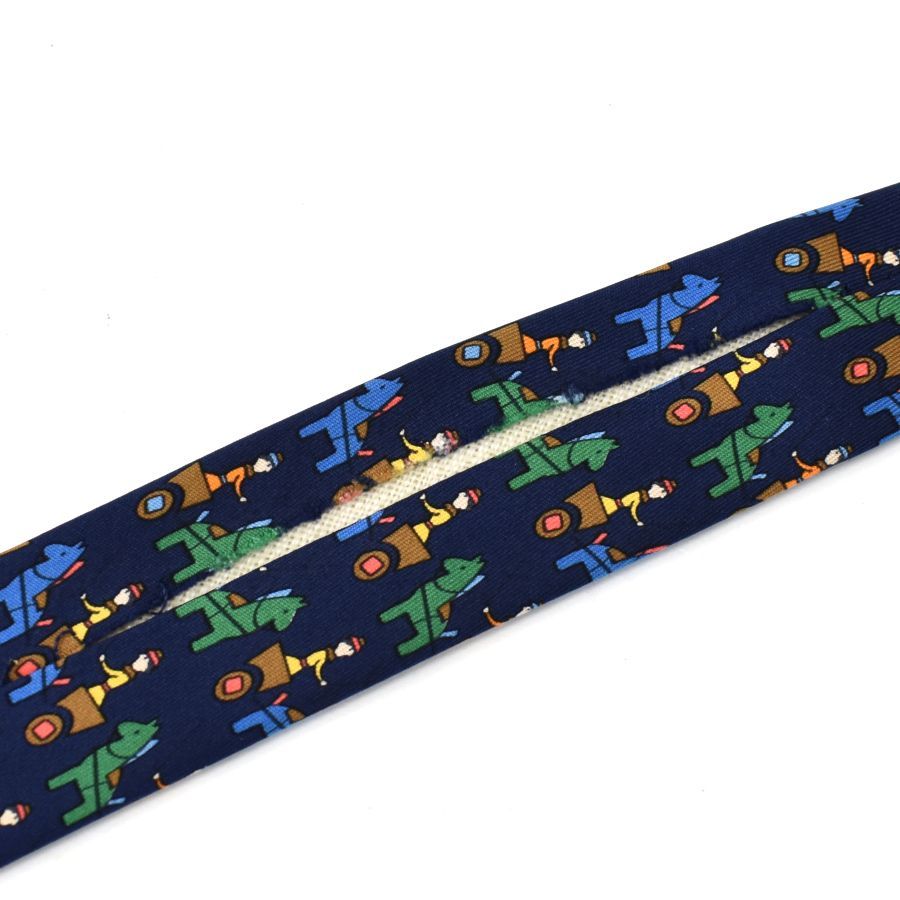 中古】エルメス/ネクタイ/馬/うま/馬車柄/シルク100%/ブルー 中古】エルメス/ネクタイ/馬/うま/馬車柄/シルク100%/ブルー