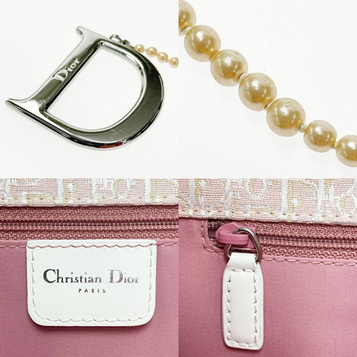 ☆☆Christian Dior クリスチャンディオール トロッター 05-MA-0024 ピンク ハンドバッグ レディース シルバー金具 ヴィンテージ