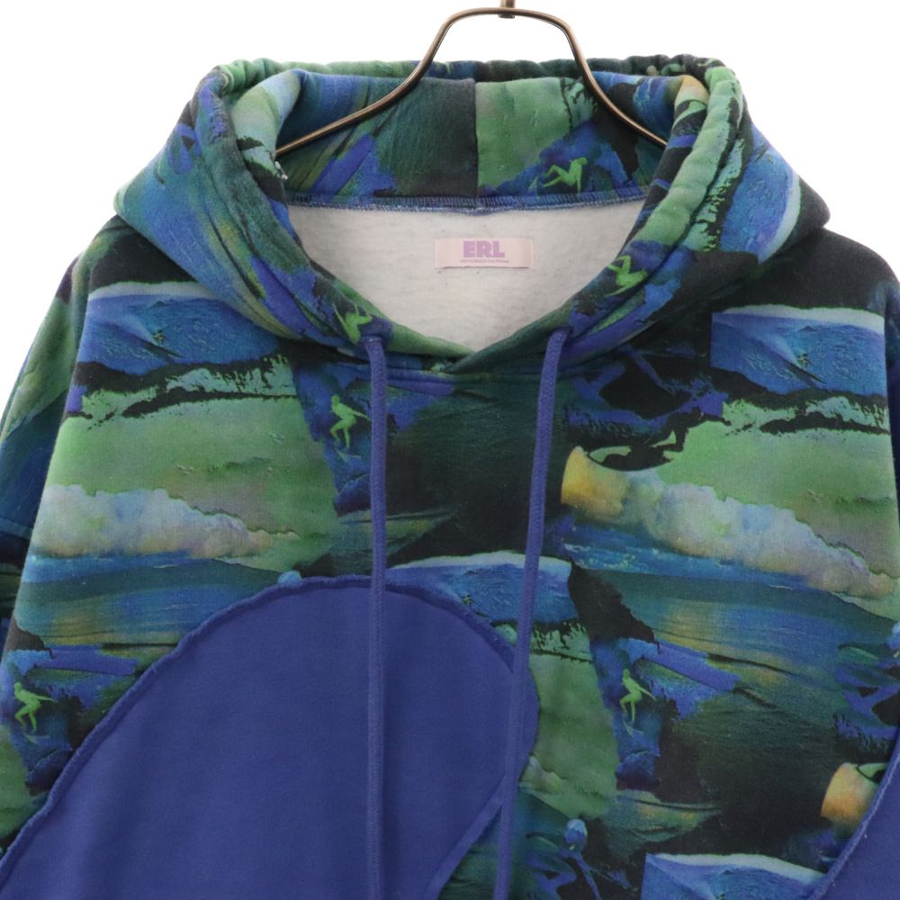 ERL プリントフリースパーカー ERL (イーアールエル) PRINT SWIRL FLEECE HOODIE プリント