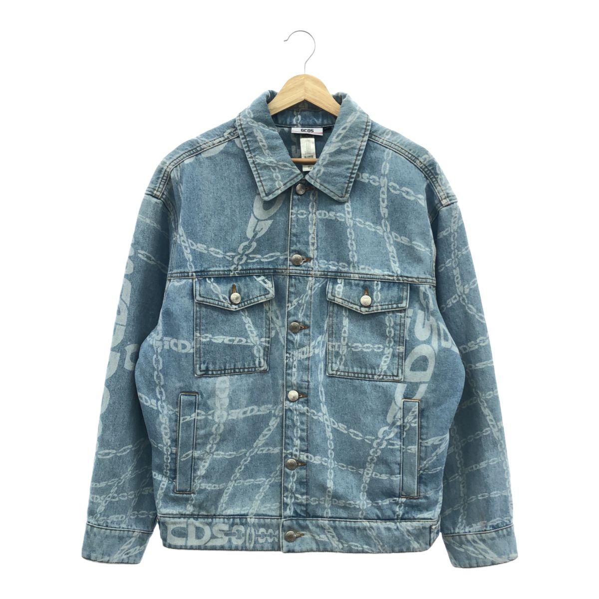 GCDS ジーシーディーエス デニムジャケット Gジャン ロゴ革パッチ 