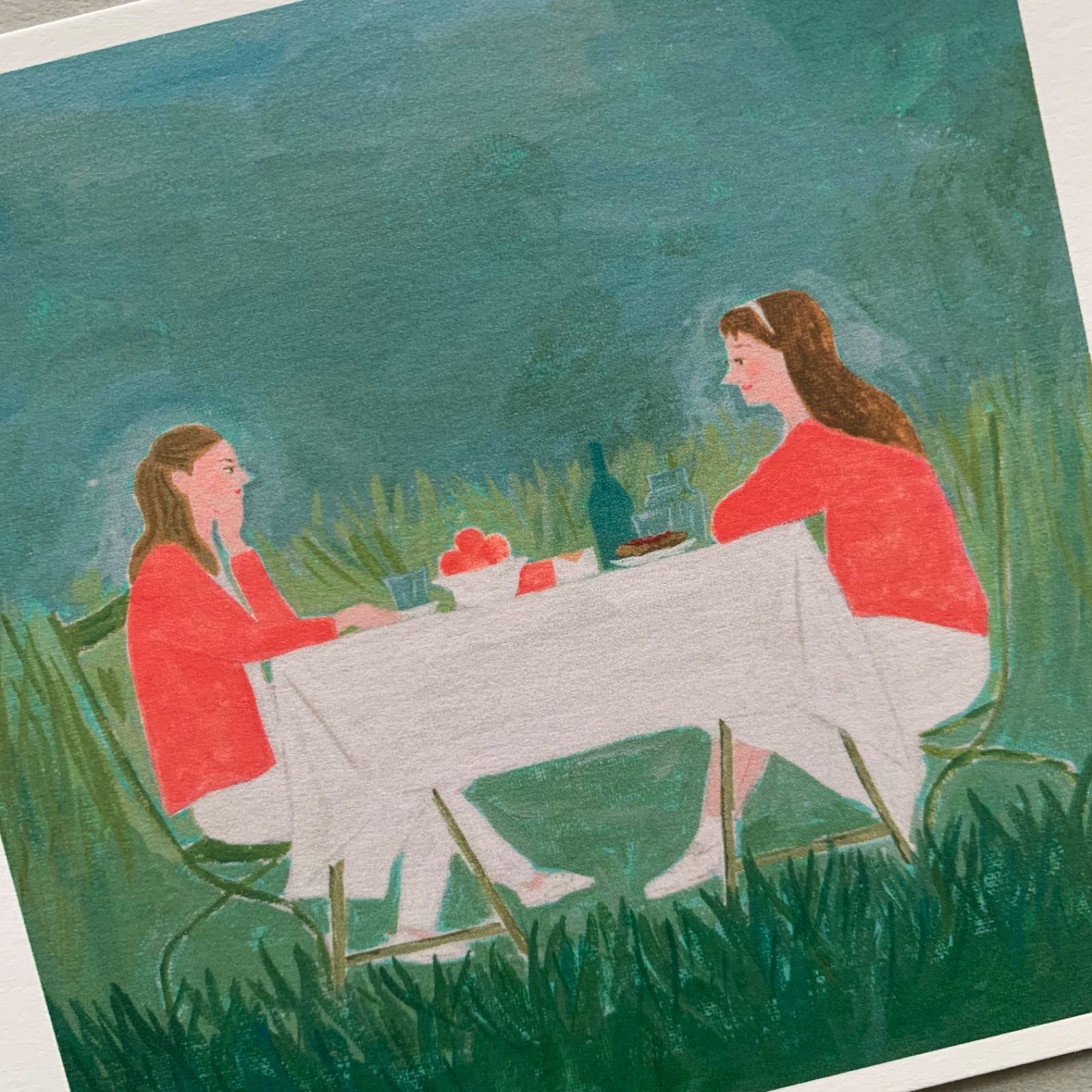 「レネットとミラベル」ポストカード３枚セット　パリ　シネマ　ワイン　食事　ディナー　庭　おしゃべり-3