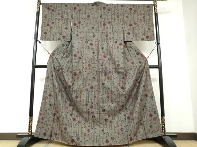 平和屋着物○本場大島紬 7マルキ 枝花文 正絹 逸品 未使用 DAAW5943ud